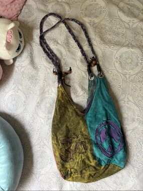 Boho/Hippie Patchwork Peace Sign Shoulder Bag